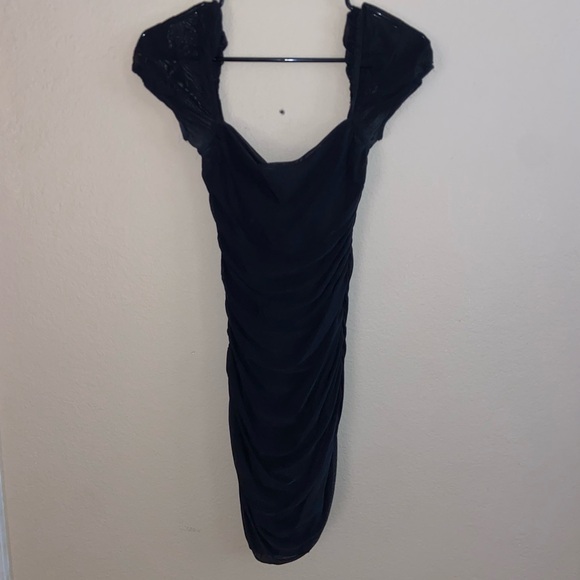 Princess Polly y2k Black Charvi Mini Dress puffer see thru sleeve grunge skirt - Picture 2 of 13